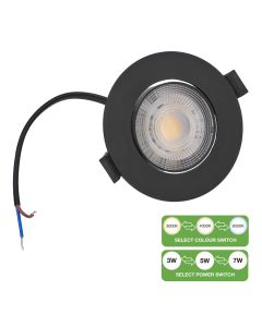 Kobi Downlight LED BRINO 3/5/7W 3CCT Zwart - Instelbaar Vermogen & Lichtkleur