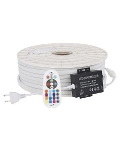 COB LEDstrip 220V RGBW | 50 meter | IP65 | inclusief voeding en afstandsbediening
