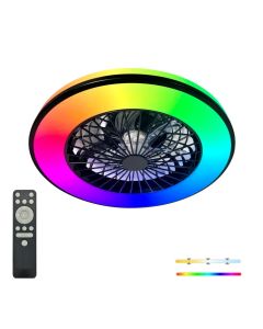 VENTELUX LED plafondlamp met ventilator 48W + 15W 3CCT + RGB zwart