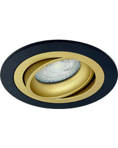 GU10 LED Inbouwspot Armatuur NOV Rond Zwart-Goud Kantelbaar Zaagmaat 80mm