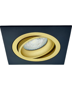 GU10 LED Inbouwspot Armatuur QOB Vierkant Zwart-Goud Kantelbaar Zaagmaat 80mm