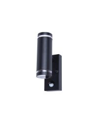 Integral buiten wandlamp zwart met sensor  Up&Down voor 2x GU10 LED lamp (niet inbegrepen)
