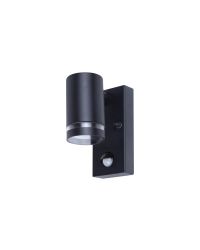 Integral buiten wandlamp zwart met sensor  voor 1x GU10 LED lamp (niet inbegrepen)