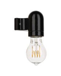 Bailey Wandlamp Porselein E27 Zwart - haaks opbouwarmatuur (zonder kap)