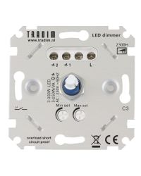 Tradim LED muurdimmer 3-150W fase-afsnijding zonder nuldraad