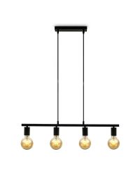 B.K.Licht Retro Vintage Zwarte 4-lichts Hanglamp (E27 max 60W)
