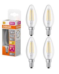 4 stuks Osram LED Kaarslamp E14 4W/827 470lm | 3-staps dimbaar