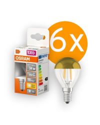 6 stuks Osram LED kopspiegellamp Goud E14 4W 380lm 2700K Niet-Dimbaar