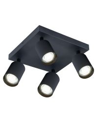 Integral Plafondspot Siena Mat Zwart Vierkant voor 4x GU10 lamp (niet meegeleverd)