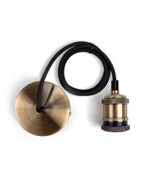 Integral pendel Ø10cm Messing E27 met 1.2m textielsnoer