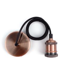 Integral pendel Ø10cm Koperkleurig E27 met 1.2m textielsnoer