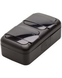 Viko opbouw dubbel stopcontact horizontaal zwart  Palmiye