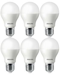 6 stuks Philips LED lamp E27 4W 350lm 6500K Daglicht Mat Niet-Dimbaar A60