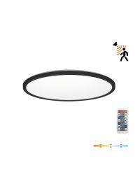 LED Plafondlamp NIVERA CIRCLE 12W Zwart - IP54 - 3CCT 3000K/4000K/6000K - Bewegings- & Daglichtsensor - met Afstandsbediening