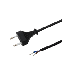Aansluitsnoer zwart met eurostekker 3 meter 2x 0.75mm open eind