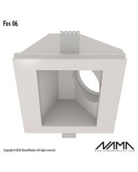 FOS06 Trimless Inbouwspot Vierkant-Schuin – Gips – GU10 Ø50mm – 81x73mm Opening – Inbouwmaat 127x127mm – IP23