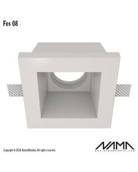 FOS08 Trimless Verdiepte Inbouwspot Vierkant – Gips – GU10 Ø50mm – 76x76mm Opening – Inbouwmaat 127x127mm – IP23