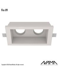 FOS09 Trimless Inbouwspot Dubbel Verdiept Vierkant – Gips – 2x GU10 Ø50mm – 170x83mm Opening – Inbouwmaat 217x121mm – IP23