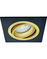 GU10 LED Inbouwspot Armatuur QOB Vierkant Zwart-Goud Kantelbaar Zaagmaat 80mm