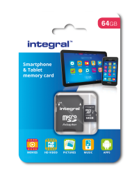 Integral Smartphone & Tablet microSDXC 64GB - 90MB/s UHS-I U1 Class 10 met adapter