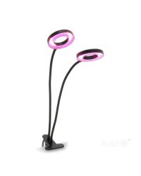 LED Kweeklamp VITARO RING-2 8W - Met Clip, Dimbaar & Timerfunctie - Rood/Blauw Licht