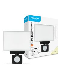 Modee LED Breedstraler 20W 4000K 1800lm Milky Zwart  | met sensor