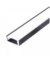Kobi LED opbouwprofiel P01 zwart 1 meter met opale afdekkap