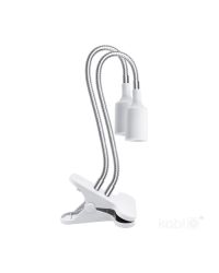 Kobi Planty Clip W Duo - tafellamp met 2x E27 - wit - Flexibele Arm met Klem