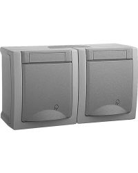 Panasonic dubbel stopcontact horizontaal grijs voor buiten 