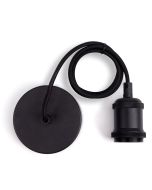 Integral pendel Ø10cm Zwart E27 met 1.2m textielsnoer