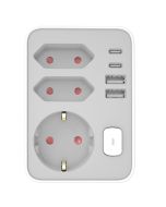 Technik stekker 3-voudig + 2x USB-C + 2x USB-A + schakelaar