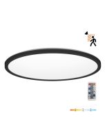 LED Plafondlamp NIVERA CIRCLE 32W Zwart - IP54 - 3CCT 3000K/4000K/6000K - Bewegings- & Daglichtsensor - met Afstandsbediening
