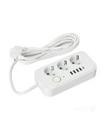 Verlengsnoer KOBI LINEA PRO 3 stopcontacten+4USB/1USB-C/3m/Zu+W wit Kobi