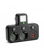 Kobi LINEA PRO FL3 Stekkerverdeler 2-voudig met 2x USB-A + USB-C en Nachtlamp 4000K Zwart